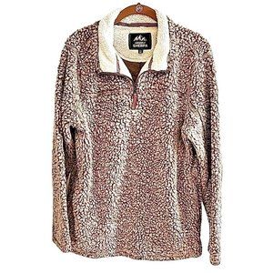 Medium Grizzly Sherpa Thick Quarter Zip Pullover Sweater Brown Marled